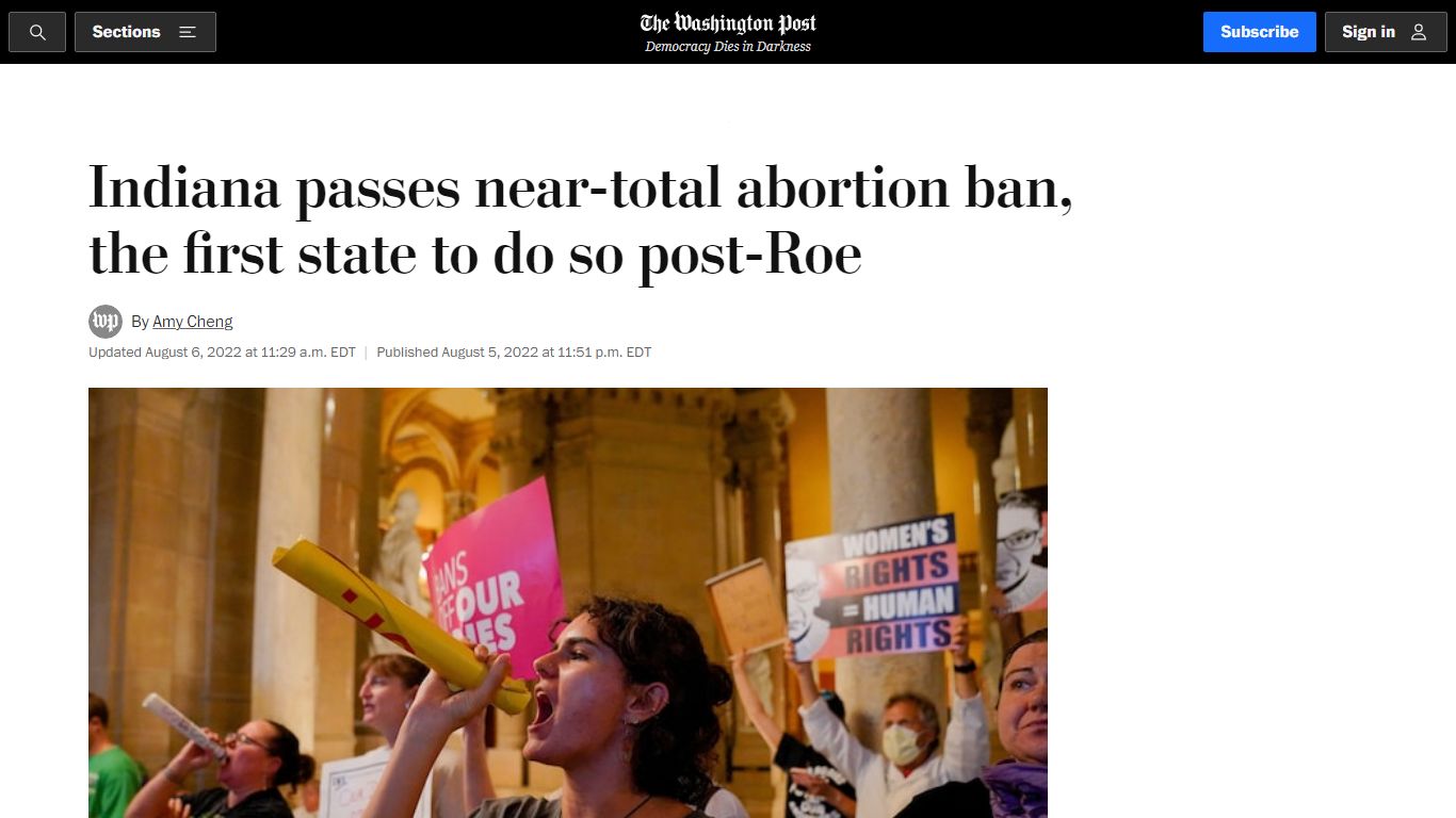 Indiana passes near-total abortion ban, the first to do so post-Roe ...